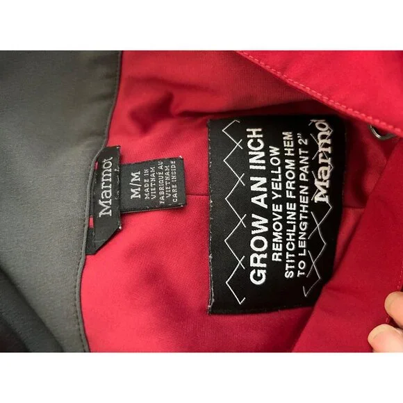 Marmot Red Snow Ski Insulated Waterproof Bib Overalls M Winter Sports Pants - Picture 6 of 11